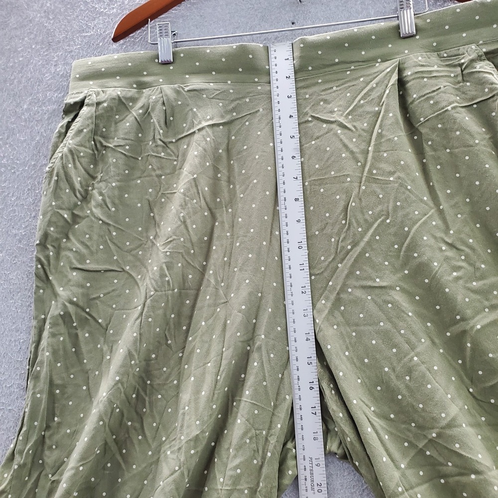 Torrid Women Pants 3 Green Polka Dot Wide-Leg Cropped 28" Inseam - Picture 6 of 10